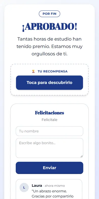 Vista de la plantilla ¡Aprobado! (oposición o examen)