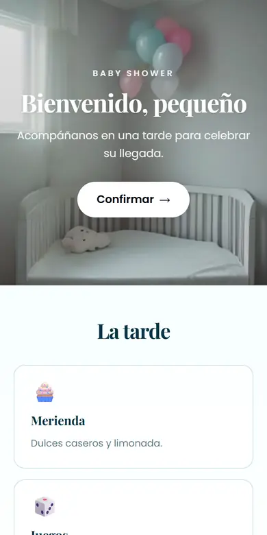 Vista de la plantilla Baby shower moderno