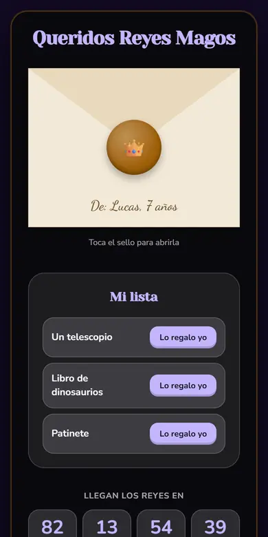 Vista de la plantilla Carta a los Reyes Magos