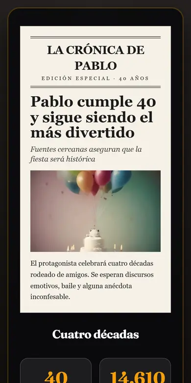 Vista de la plantilla Cumple 40