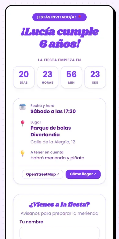 Vista de la plantilla Cumpleaños infantil