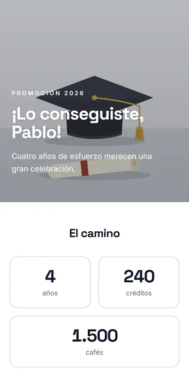 Vista de la plantilla Graduación