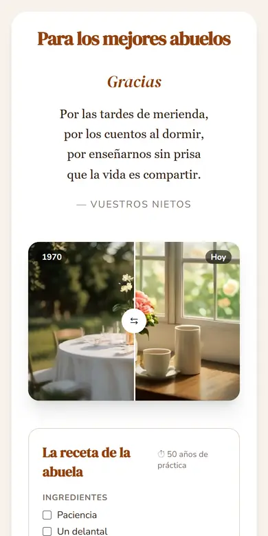 Vista de la plantilla Para los abuelos