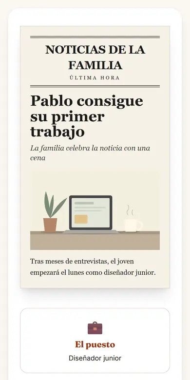 Vista de la plantilla Mi primer trabajo
