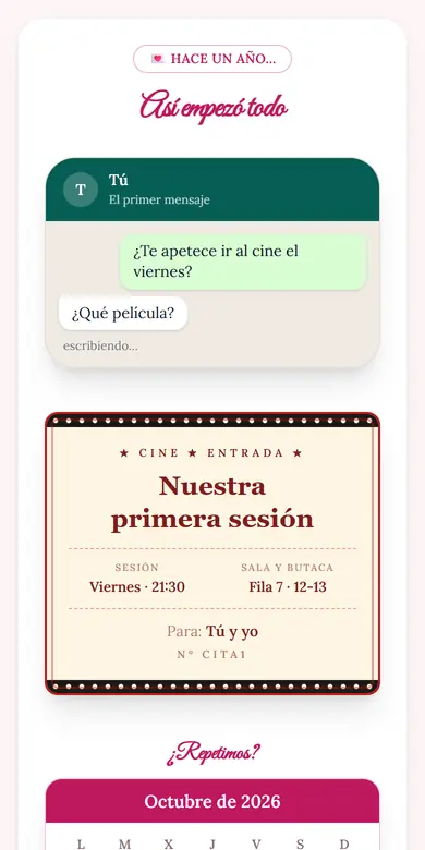 Vista de la plantilla Primera cita